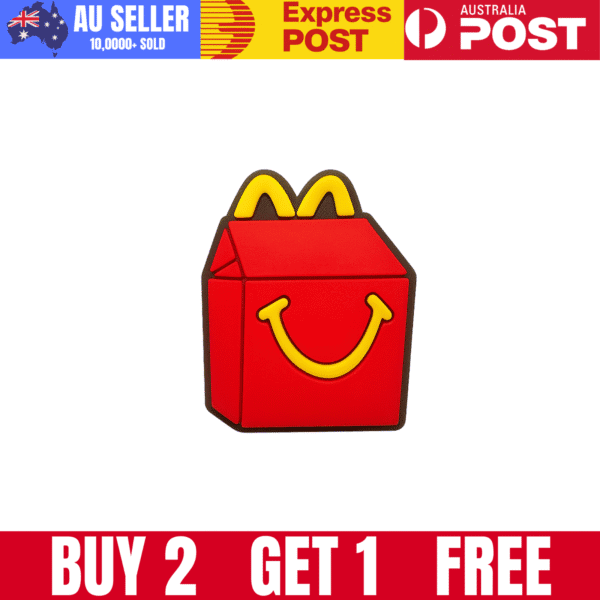 Bright McDonald's Happy Meal box with a smiling face and yellow arches.