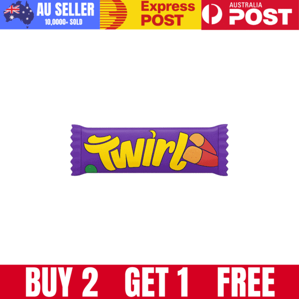 Twirl candy bar, fun snack, purple wrapper, crunchy treat, sweet chocolate, kid's favorite.
