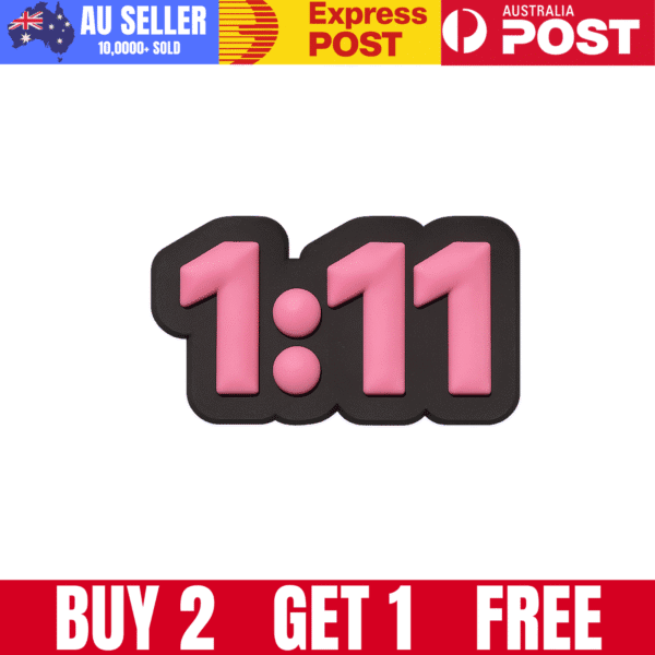 Pink digital clock display showing 1:11, modern clock design.
