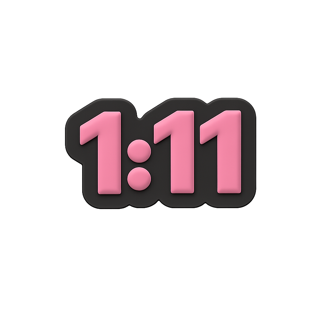 Pink digital clock display showing 1:11, modern clock design.