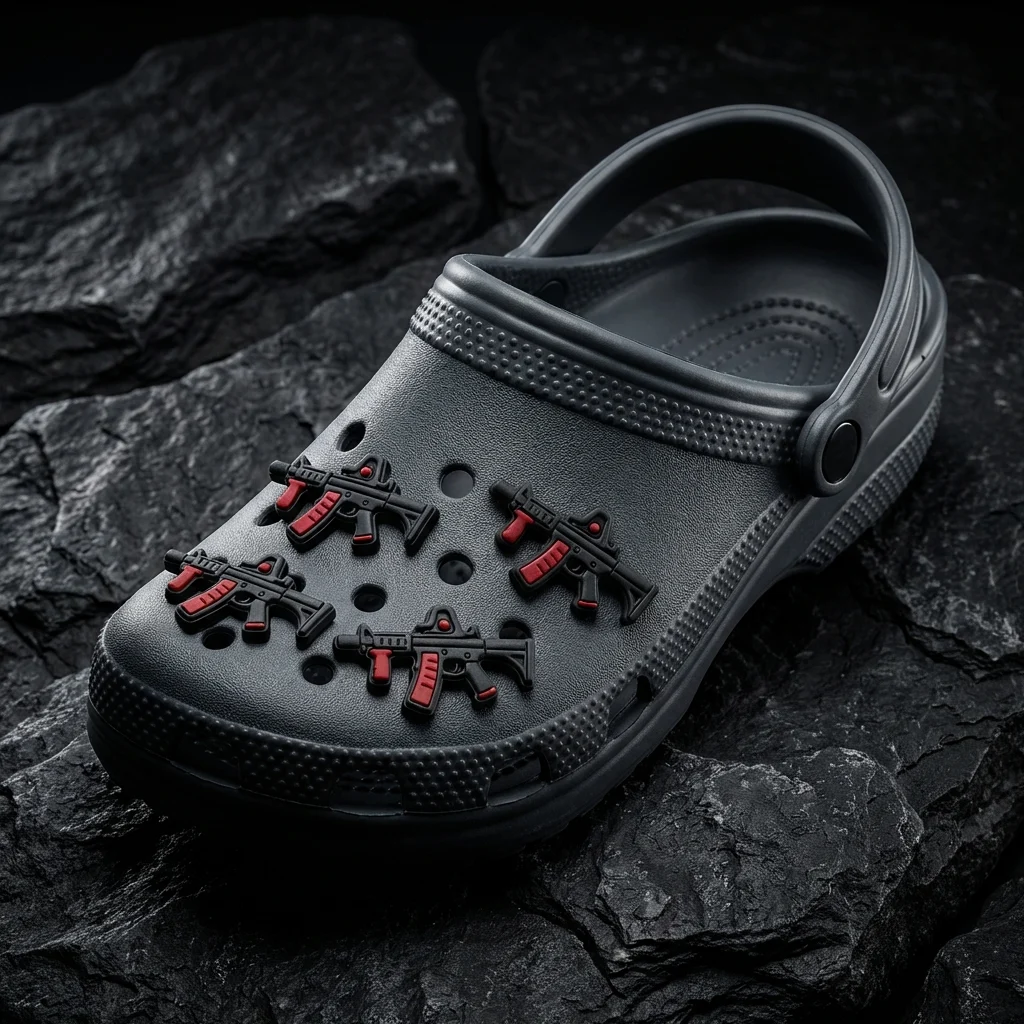 Red & Grey Submachine Gun For Jibbitz-Crocs Charms