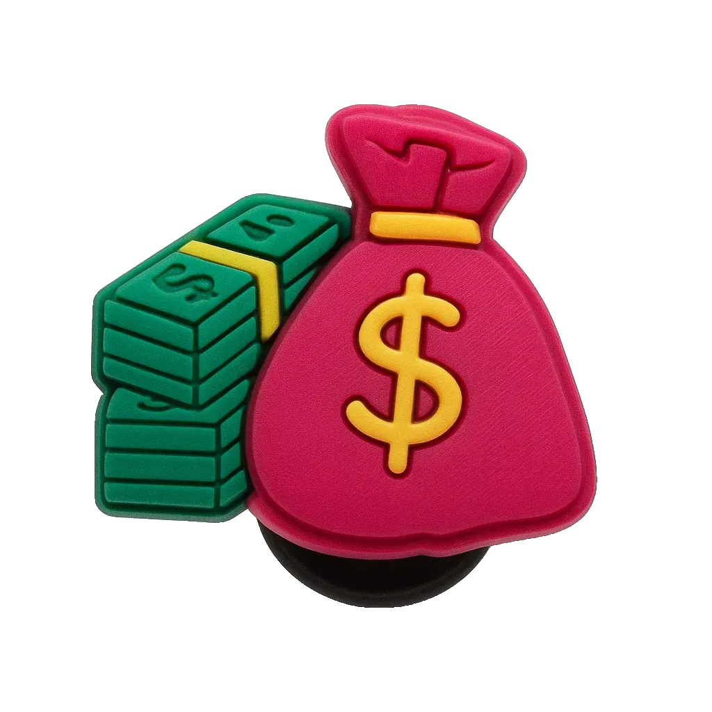 Pink Money Bags croc charm jibbitz shoe accessory