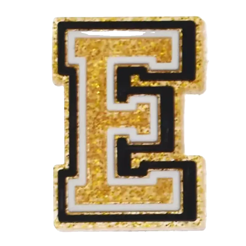 Crocs Charms Crocs Charms Letter E Gold Glitter Jibbitz Jibbitz croc charm jibbitz shoe accessory
