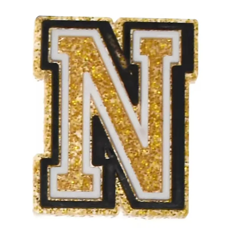 Letter N Gold Glitter For Jibbitz-Crocs Charms