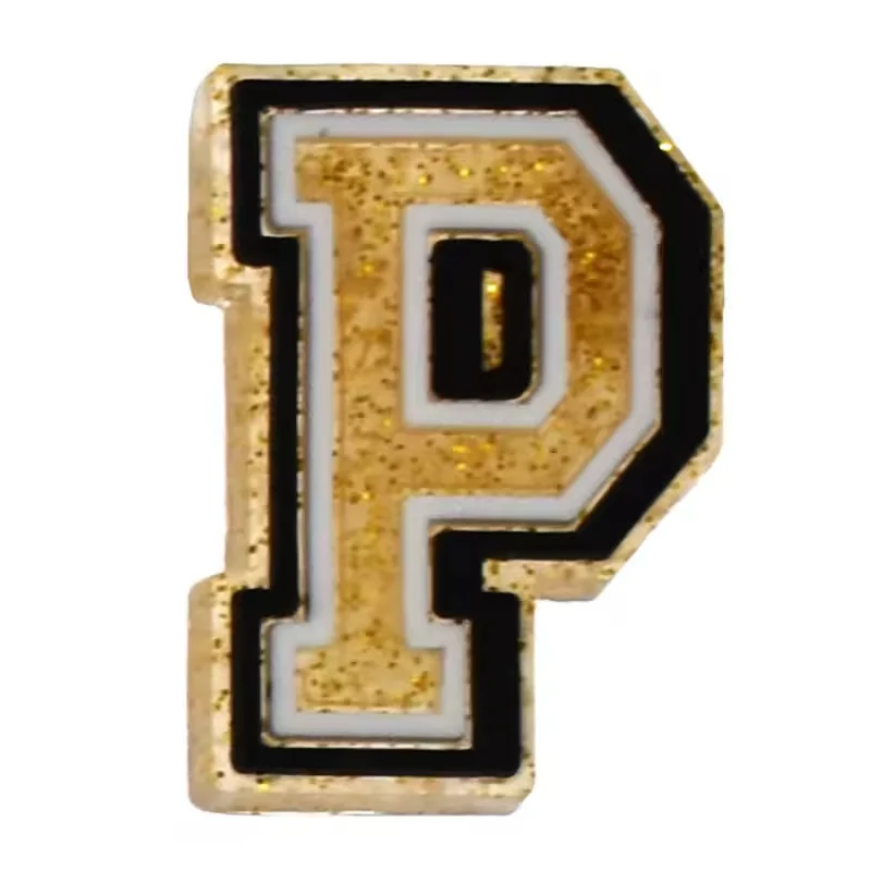 Crocs Charms Crocs Charms Letter P Gold Glitter Jibbitz Jibbitz croc charm jibbitz shoe accessory