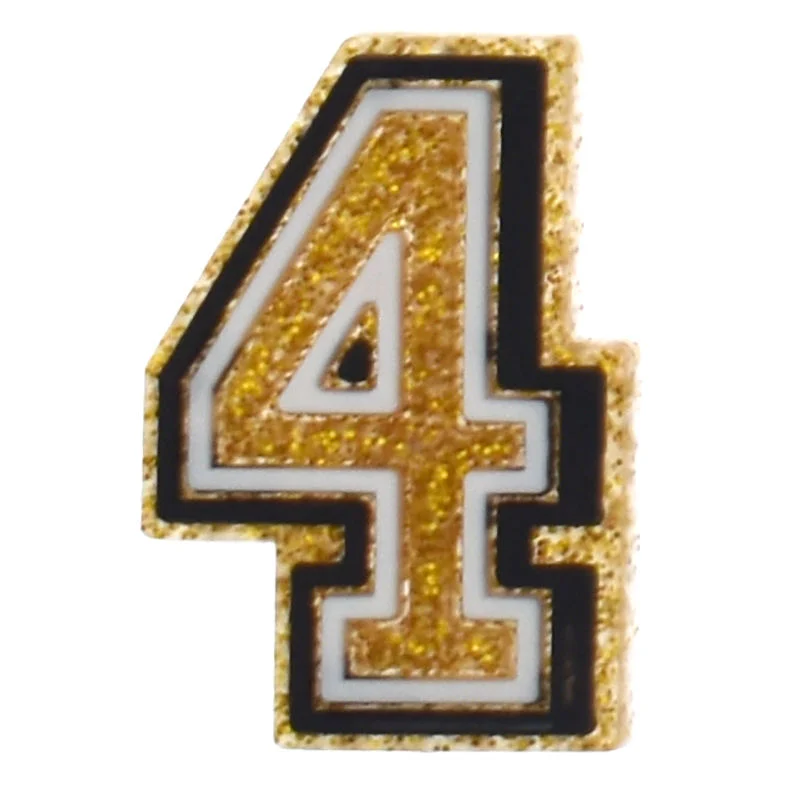 Gold Glitter Number 4 For Jibbitz-Crocs Charms