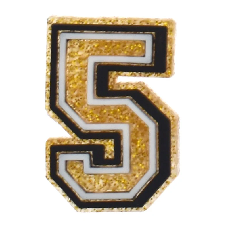 Gold Glitter Number 5 For Jibbitz-Crocs Charms