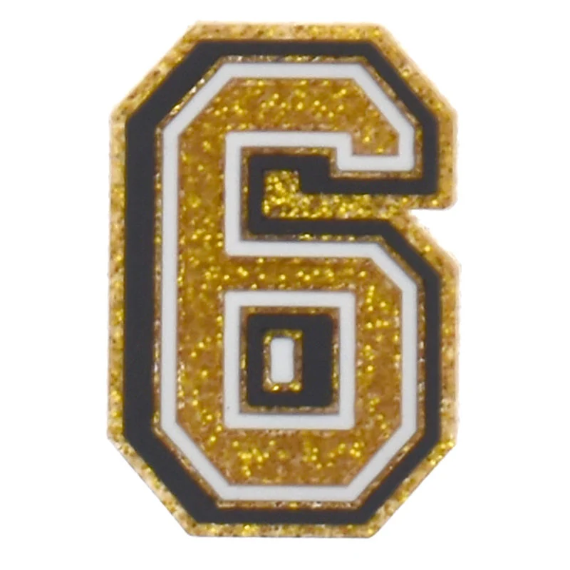 Gold Glitter Number 6 For Jibbitz-Crocs Charms