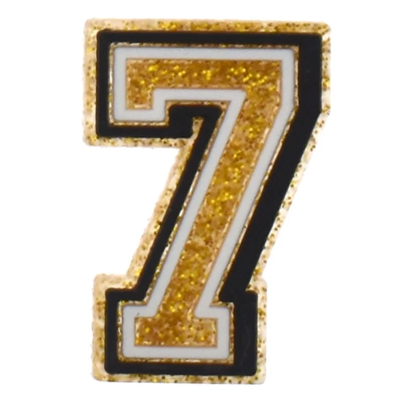 Gold Glitter Number 7 For Jibbitz-Crocs Charms
