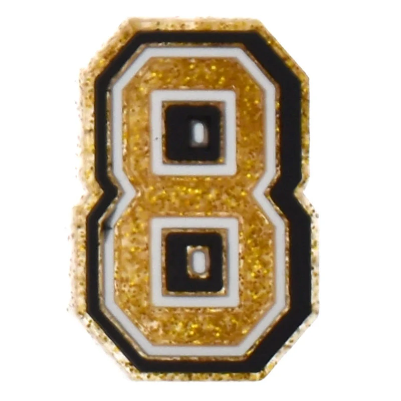 Gold Glitter Number 8 For Jibbitz-Crocs Charms