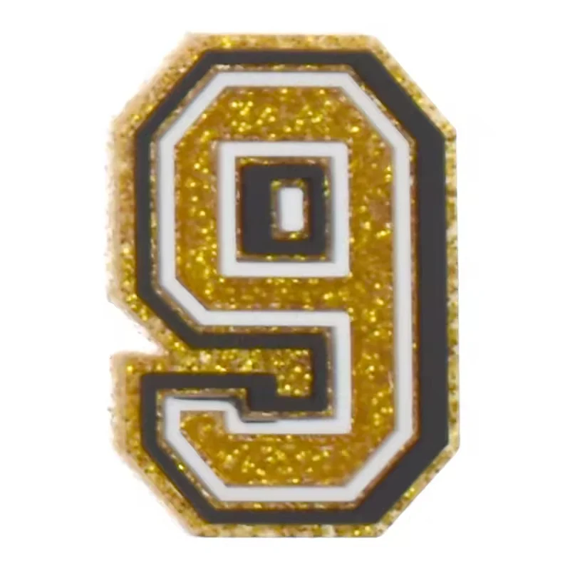 Gold Glitter Number 9 For Jibbitz-Crocs Charms