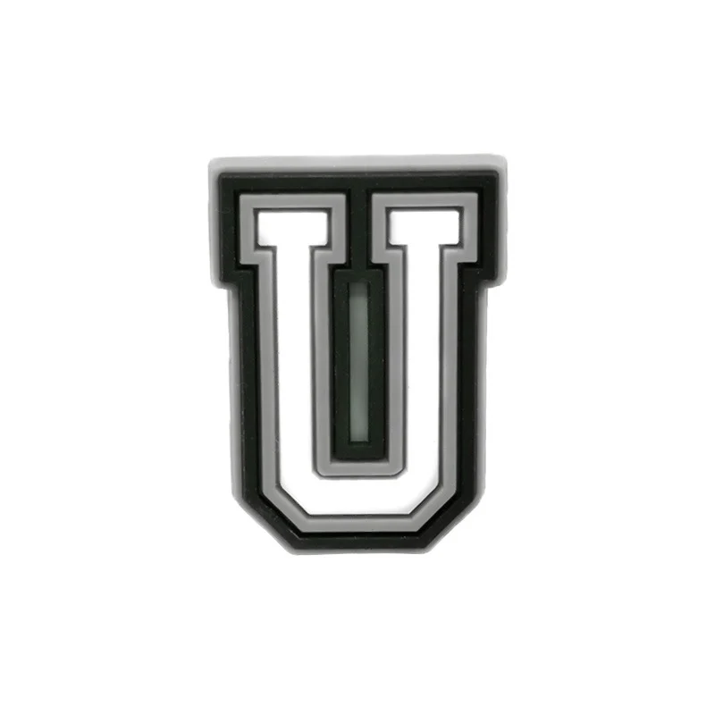 Black & White Letter U For Jibbitz-Crocs Charms