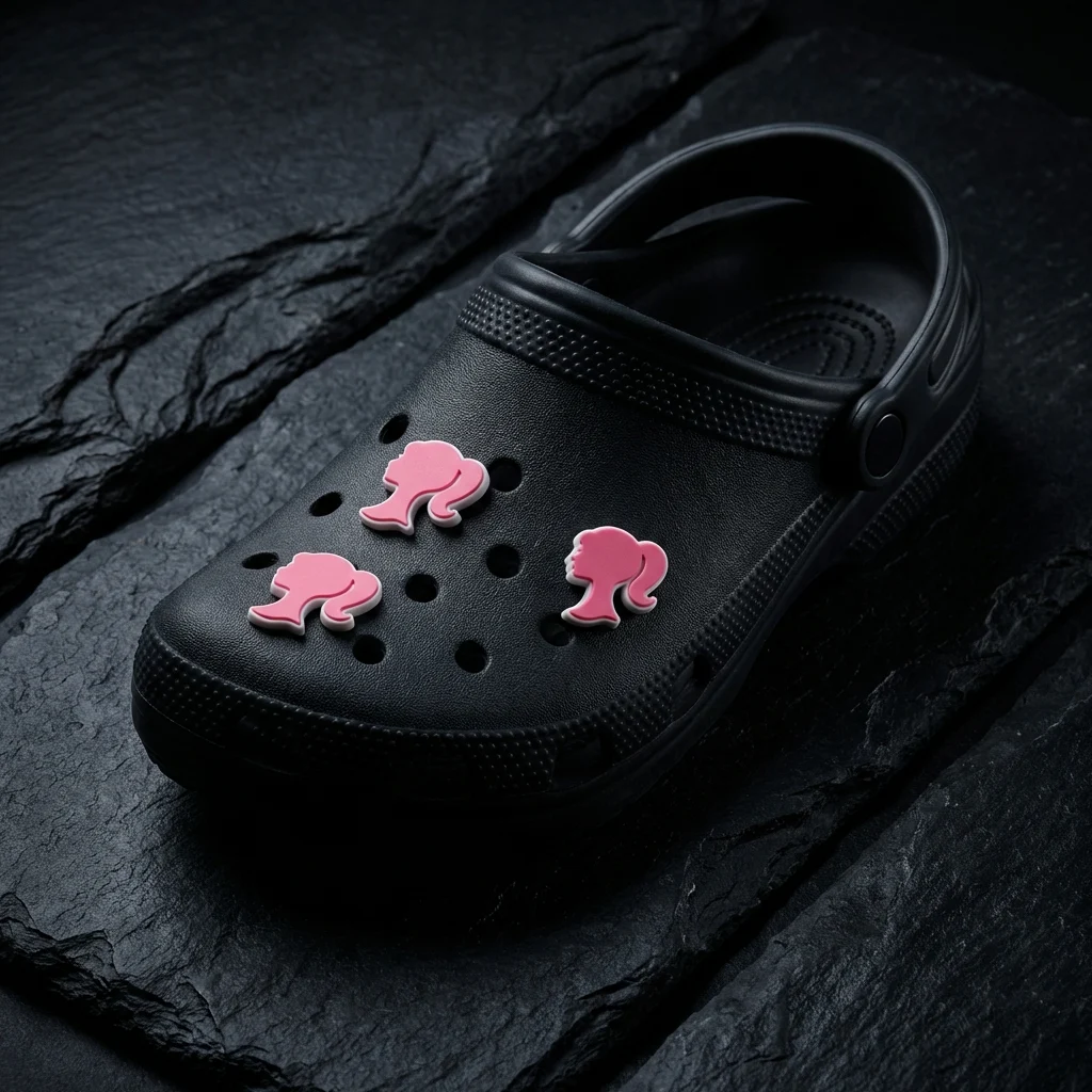 Pink Barbie Silhouette Charm For Jibbitz-Crocs Charms