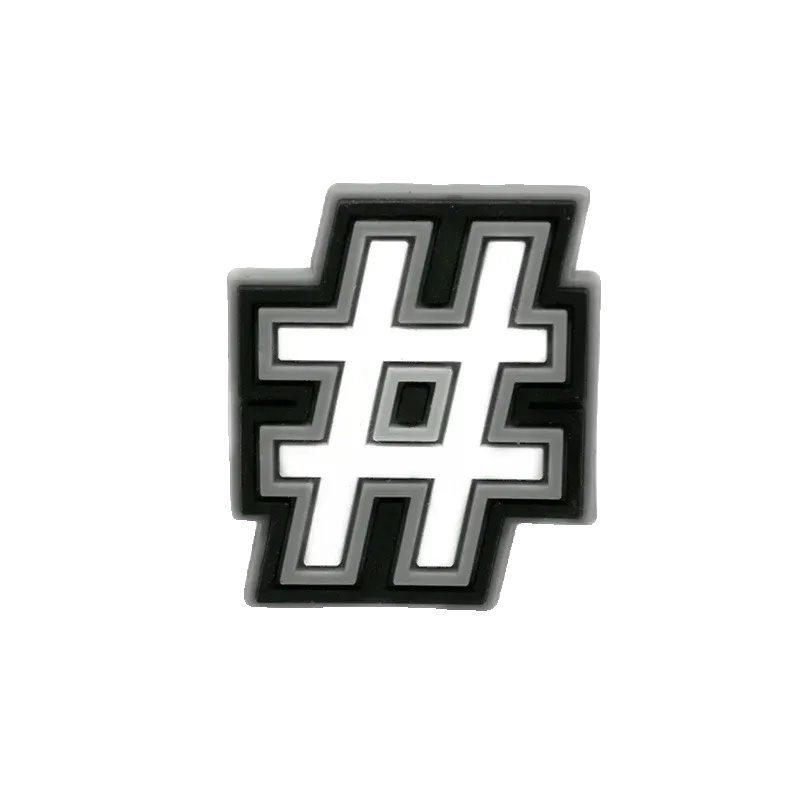 Crocs Charms Black 038 White Hashtag Symbol Jibbitz croc charm jibbitz shoe accessory