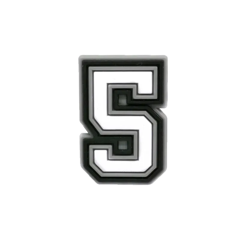 Crocs Charms Black 038 White Number 5 Jibbitz croc charm jibbitz shoe accessory