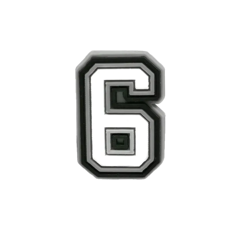 Crocs Charms Black 038 White Number 6 Jibbitz croc charm jibbitz shoe accessory