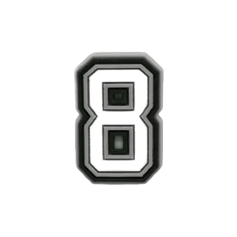 Crocs Charms Black 038 White Number 8 Jibbitz croc charm jibbitz shoe accessory