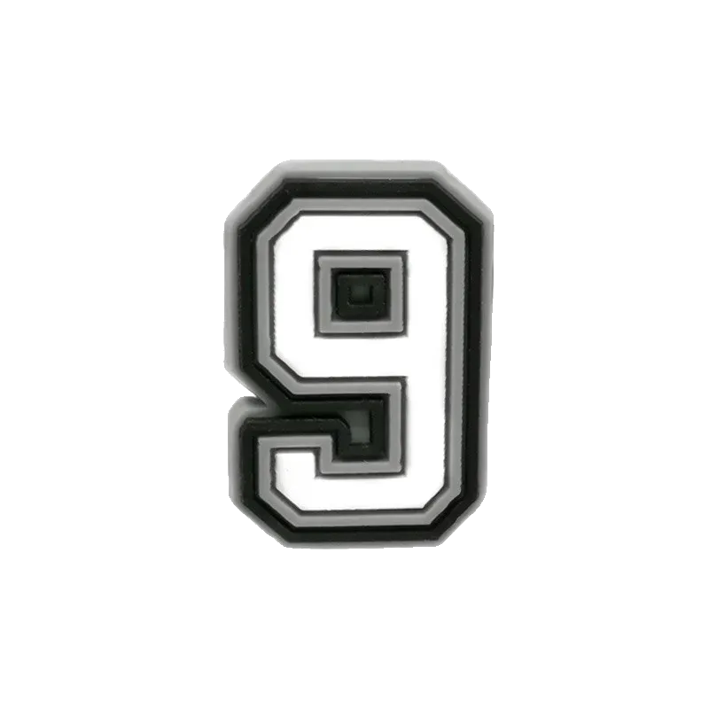 Crocs Charms Black 038 White Number 9 Jibbitz croc charm jibbitz shoe accessory