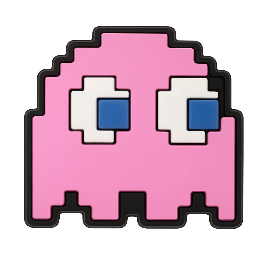 pink pixel ghost croc charm jibbitz shoe accessory