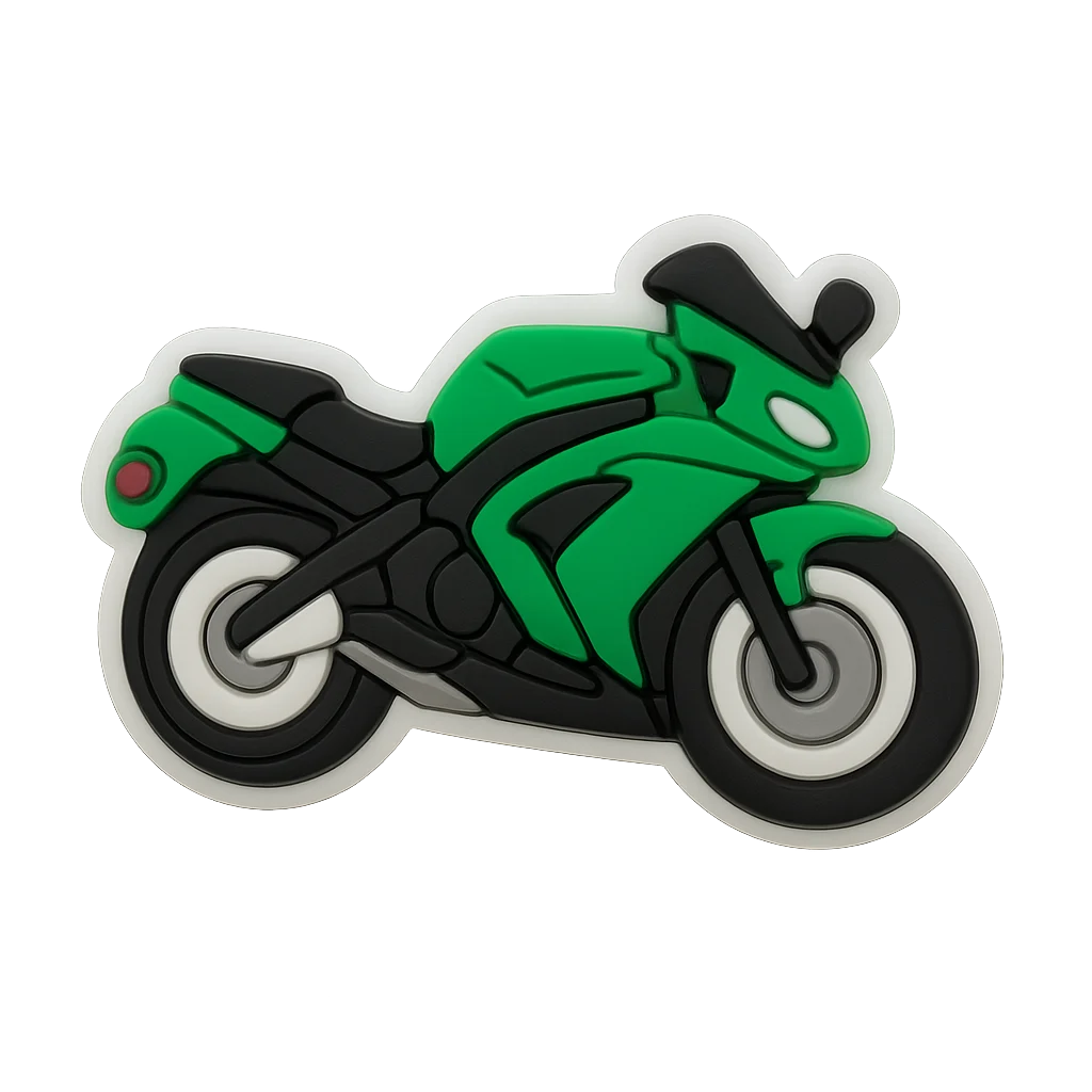 green sport motorcycle croc charm jibbitz shoe accessory