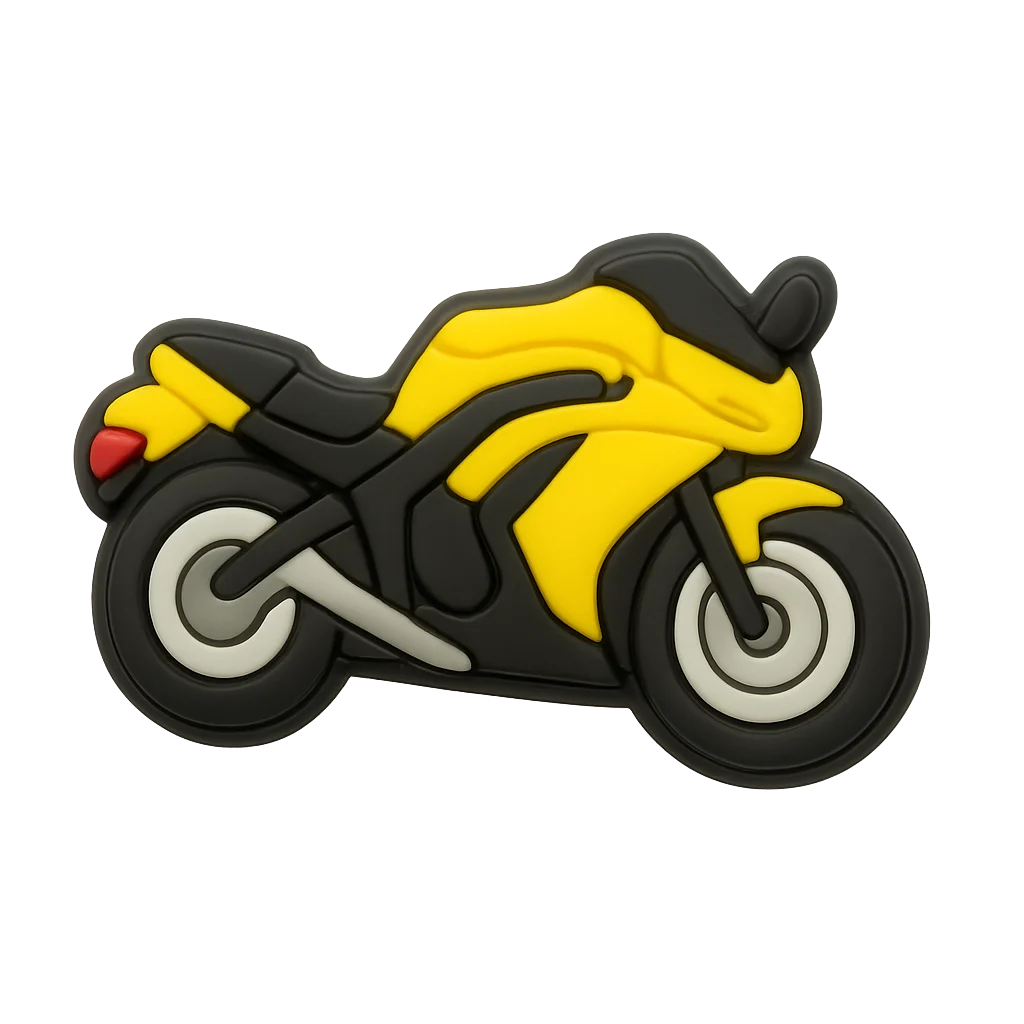 yellow sport motorcycle croc charm jibbitz shoe accessory