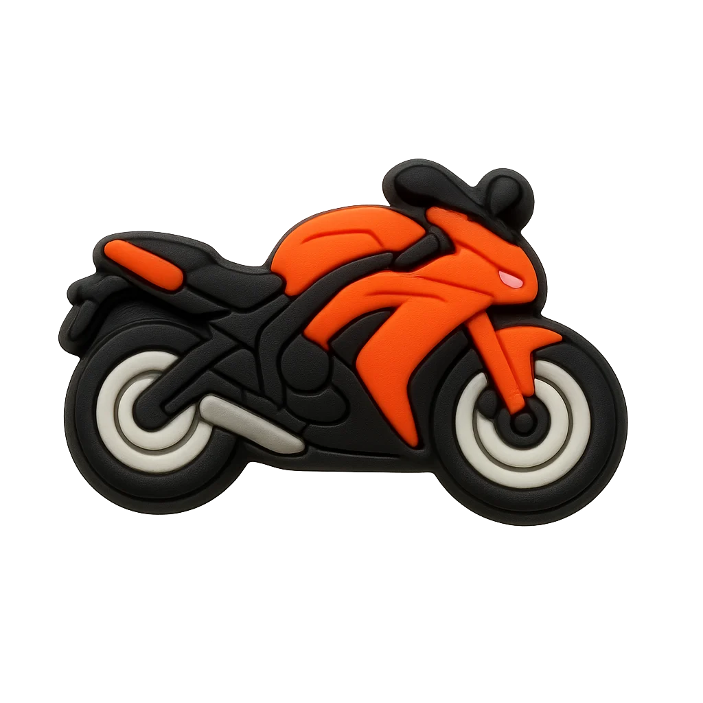orange sport motorcycle croc charm jibbitz shoe accessory