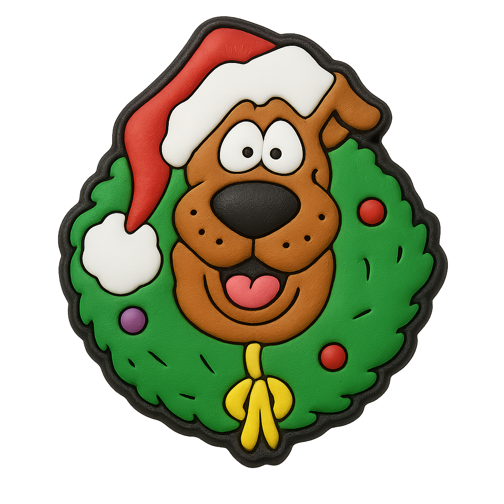 scooby-doo with christmas wreath croc charm jibbitz shoe accessory